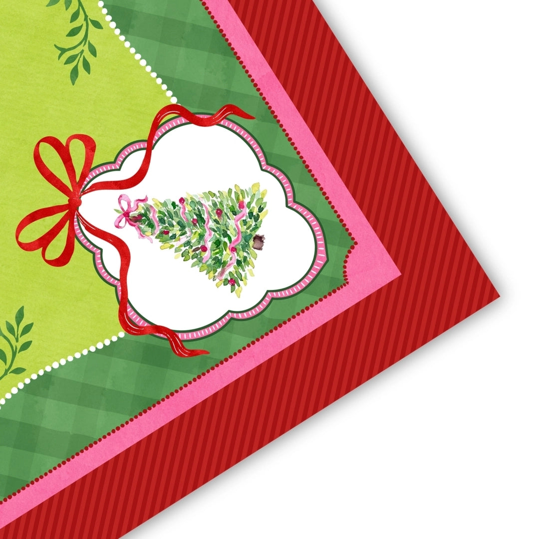 Neoprene Holiday Mahjong Mat | Watercolor Christmas Trees