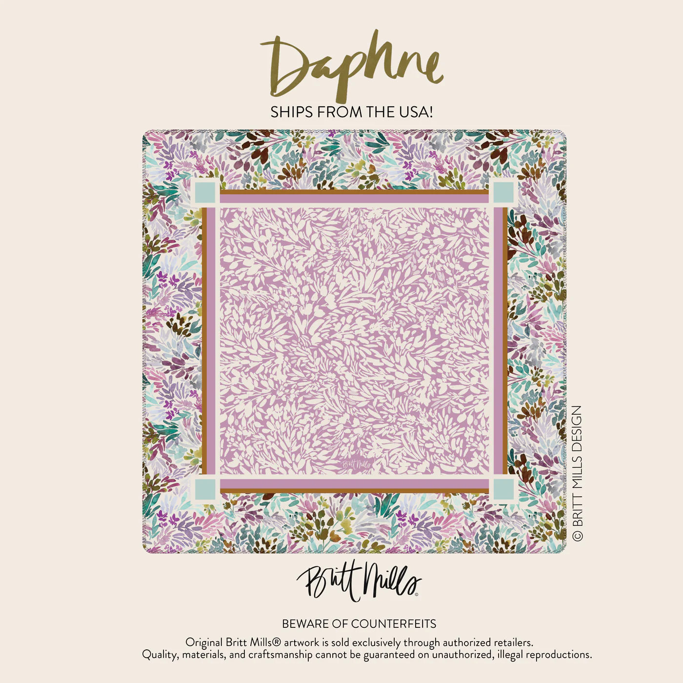 Britt Mills Neoprene Mahjong Mat - Daphne - PRE ORDER