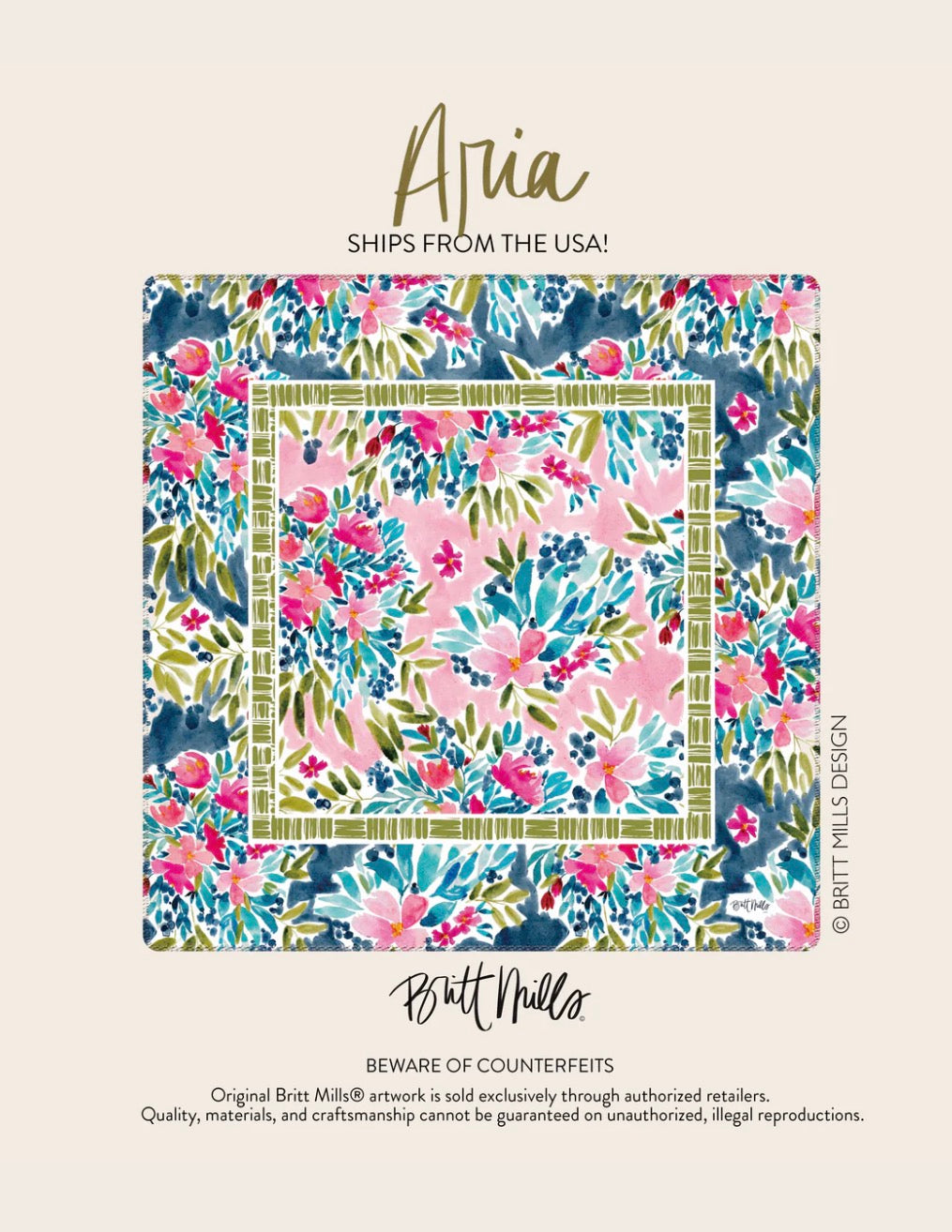 Britt Mills Neoprene Mahjong Mat - Aria - PRE ORDER