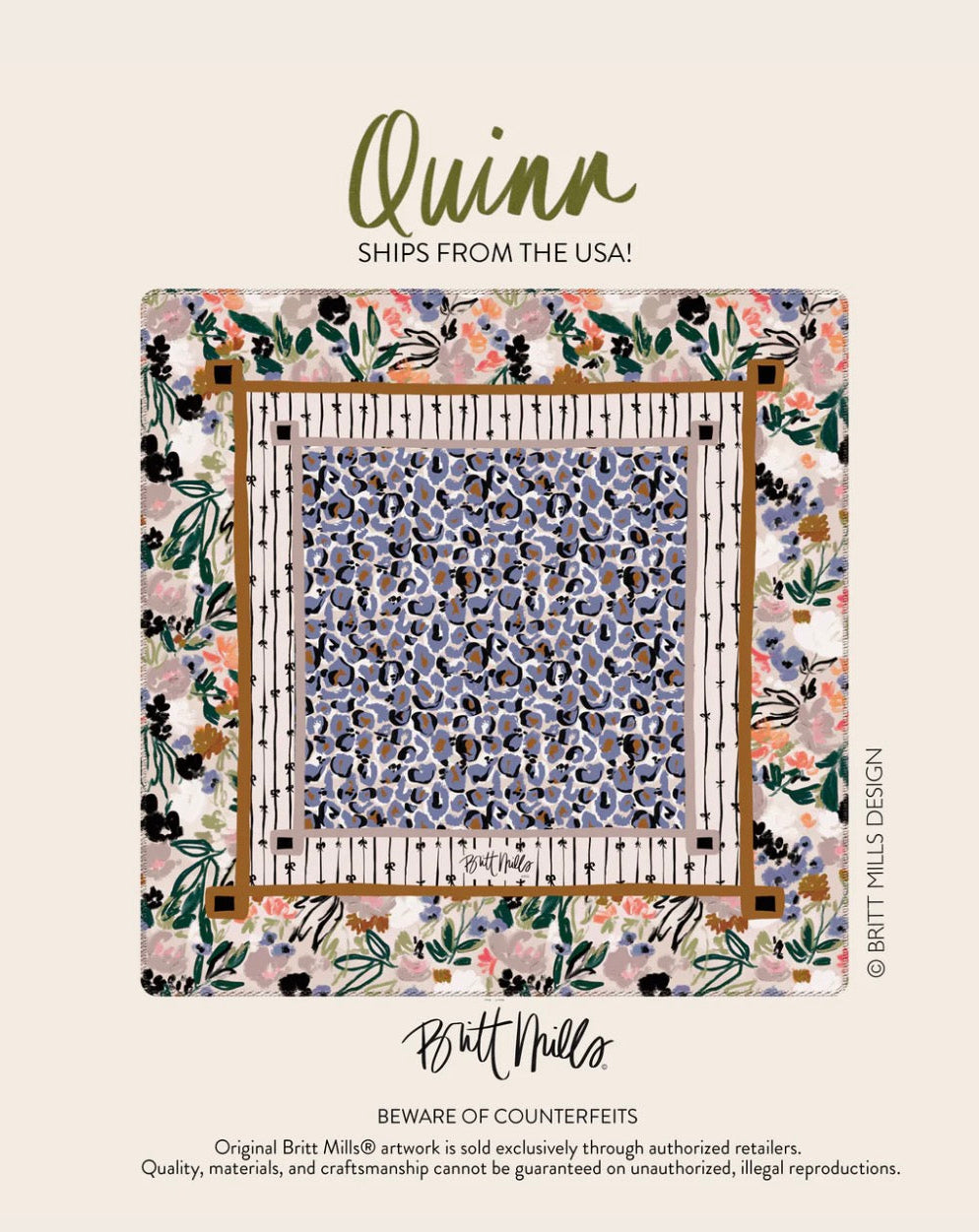 Britt Mills Neoprene Mahjong Mat - Quinn - PRE ORDER