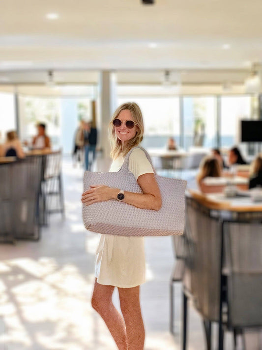 Mahjong Bag - Woven Carryall with Matching Tile Pouch: Fawn
