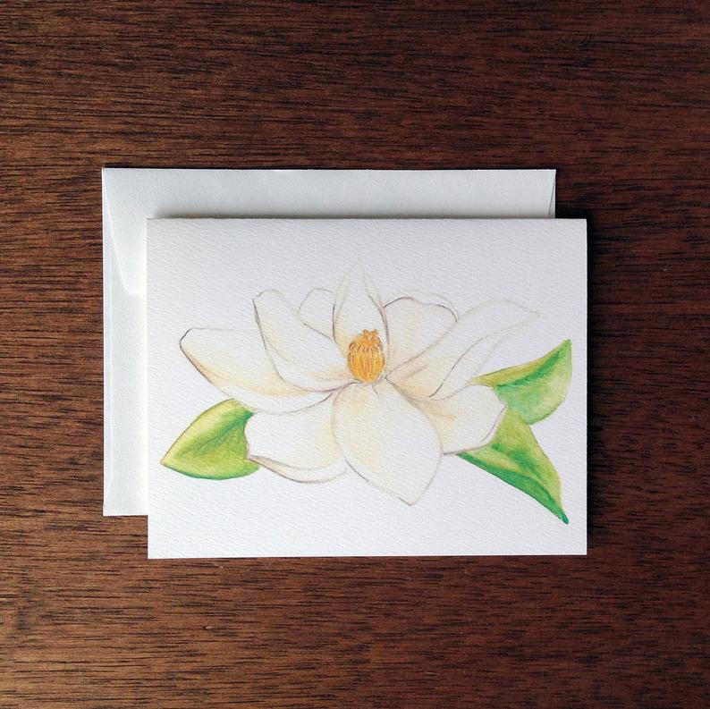 Magnolia Greeting Card or Notecard Set: Single Card