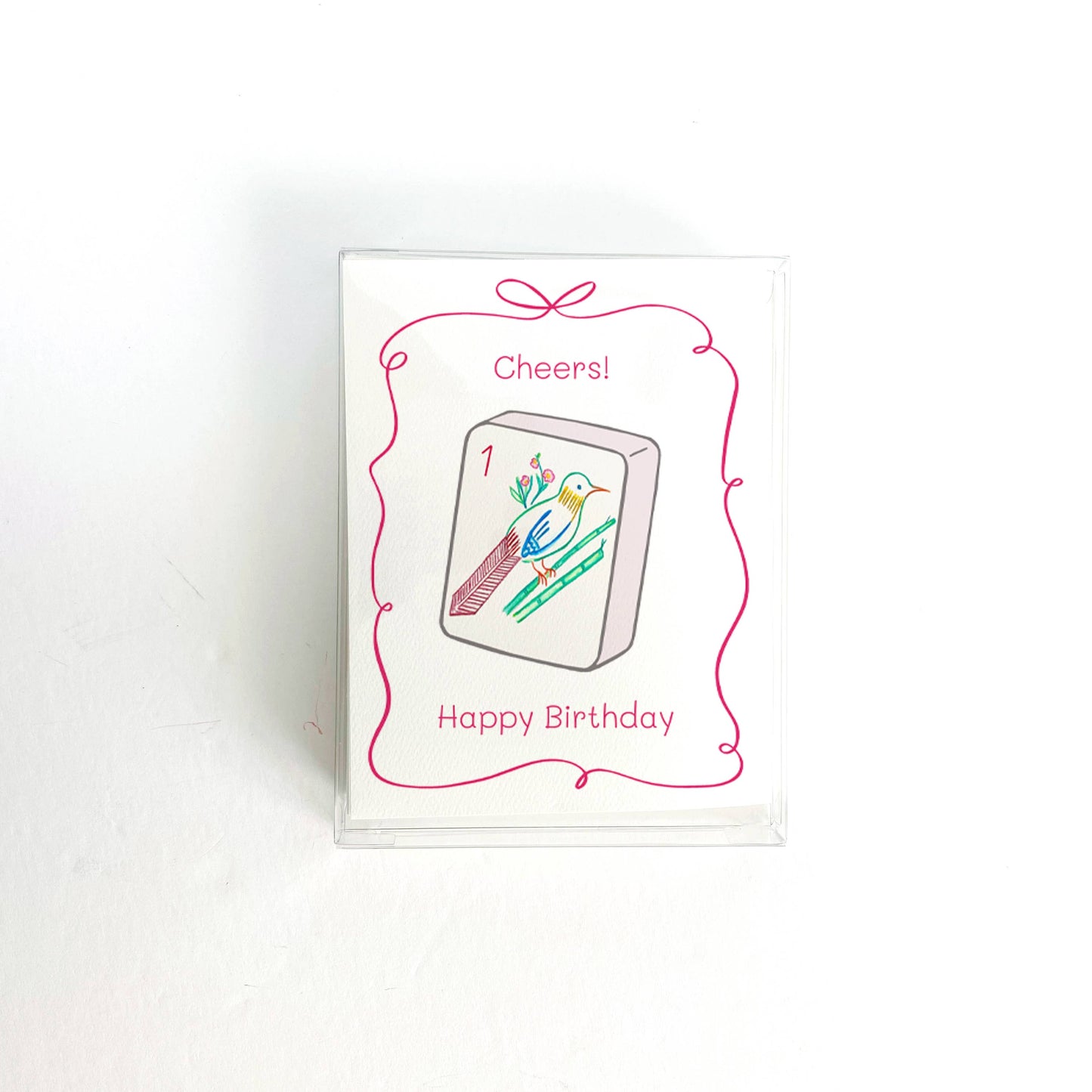 Mahjong One Bam Bird Cheers! Birthday Card: Single Card