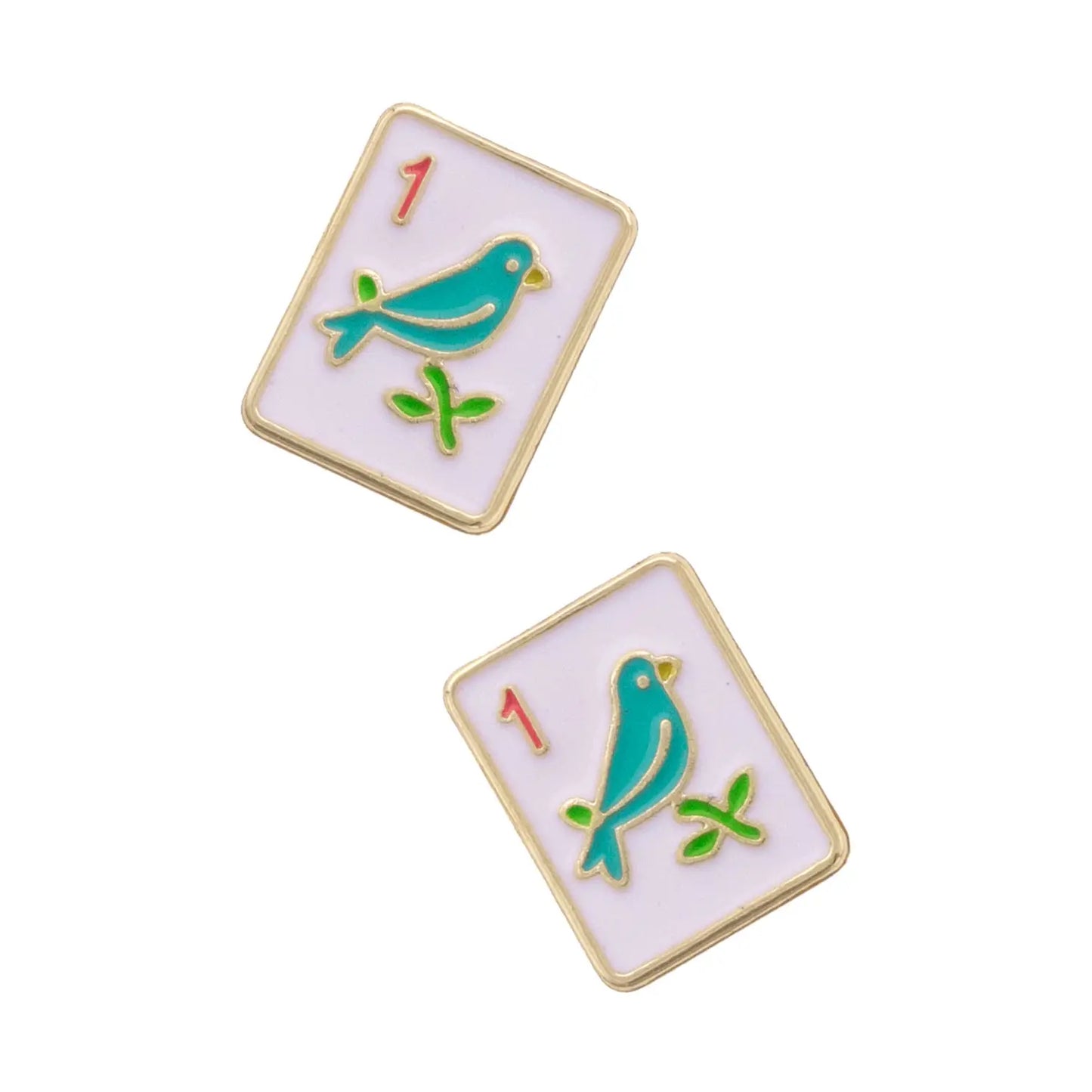 Bam Bird Tile Stud Earrings
