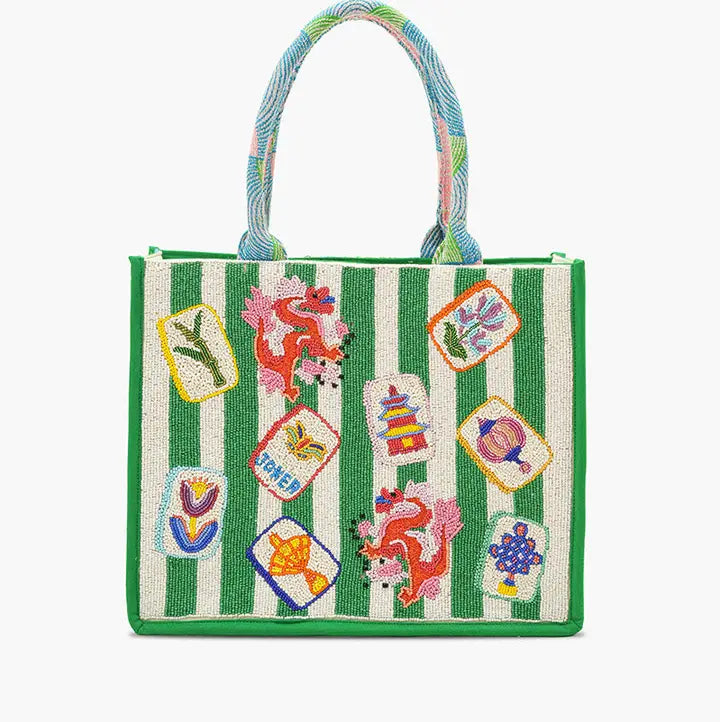 Hand-Beaded Large Book Tote