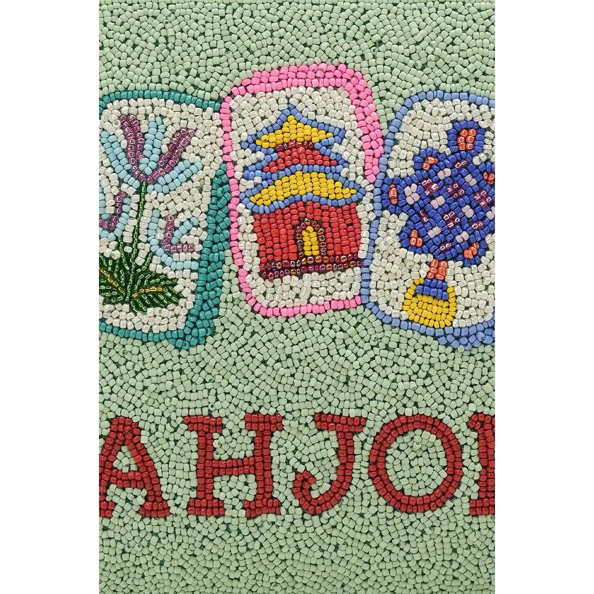 Hand-Beaded Top Zip Clutch