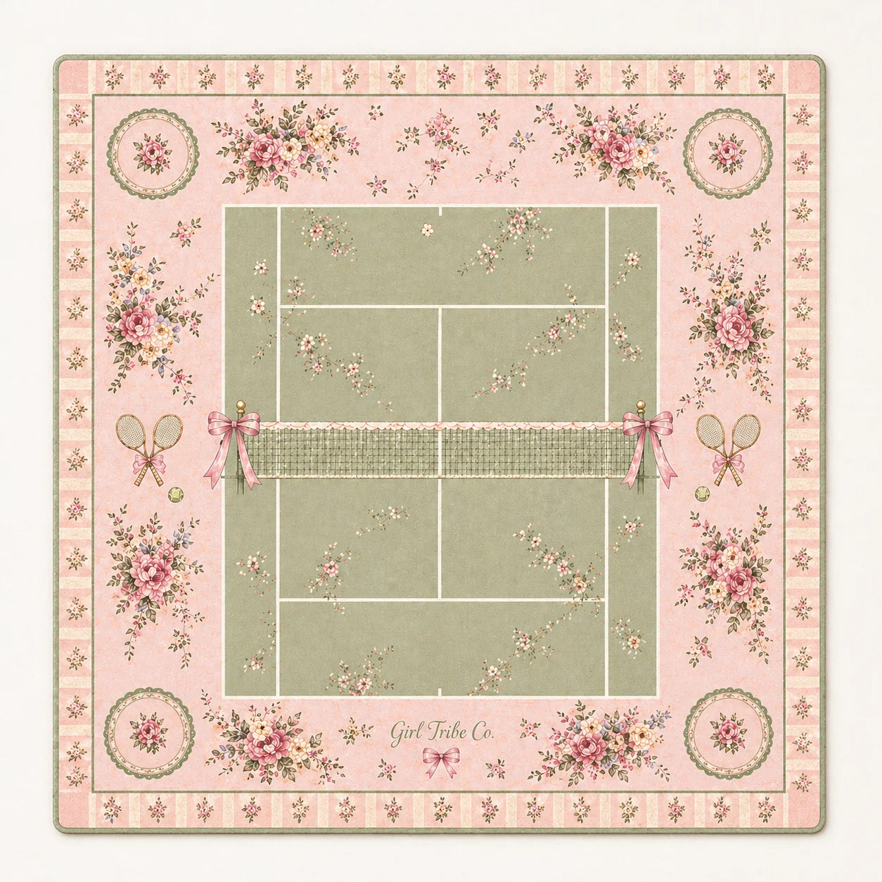 Tennis Court Floral Mahjong Mat