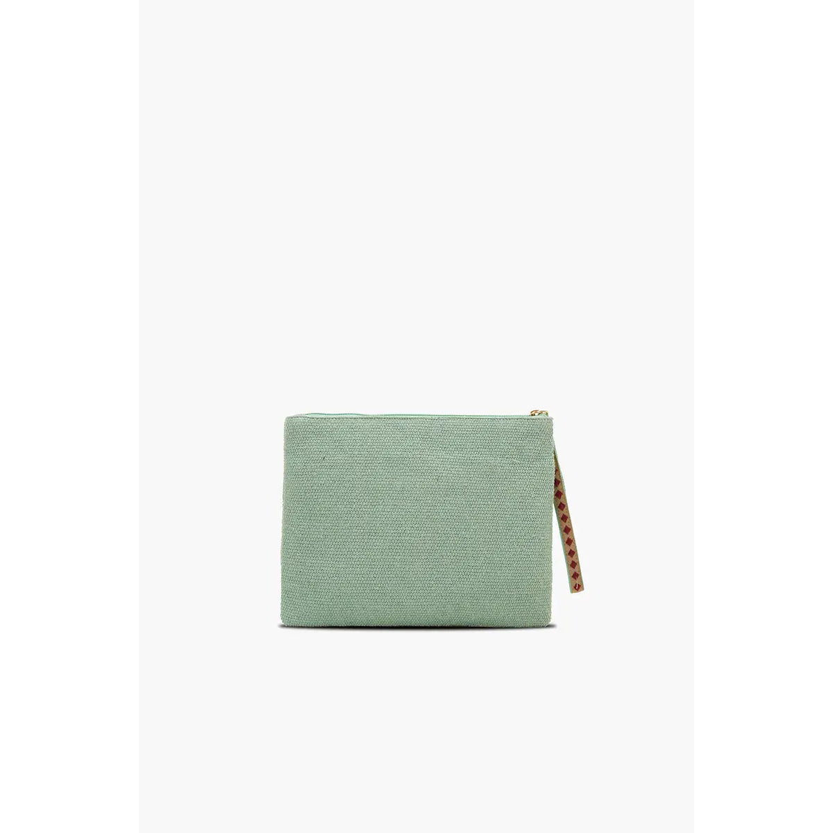 Hand-Beaded Top Zip Clutch