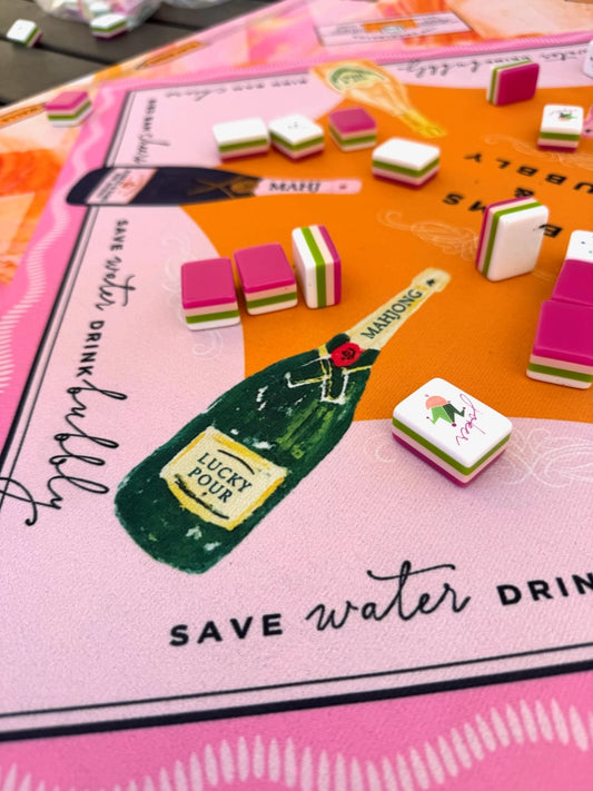 Neoprene Bams & Bubbly Mahjong Mat | Champagne & Mahj