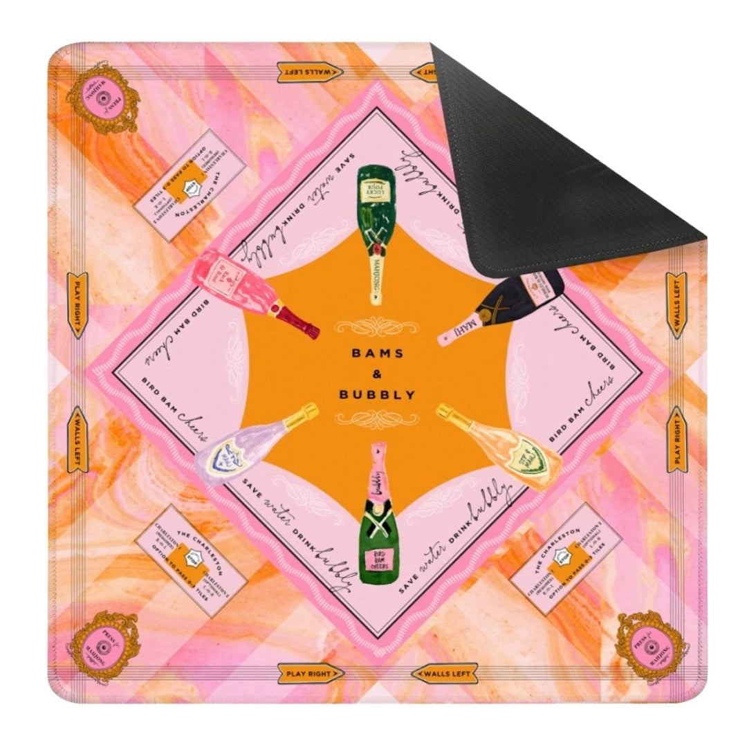 Neoprene Bams & Bubbly Mahjong Mat | Champagne & Mahj