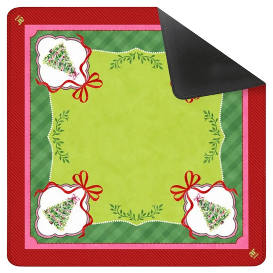 Neoprene Holiday Mahjong Mat | Watercolor Christmas Trees