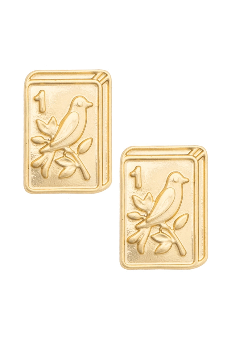 Bird Bam 24K Plated Tile Stud Earrings