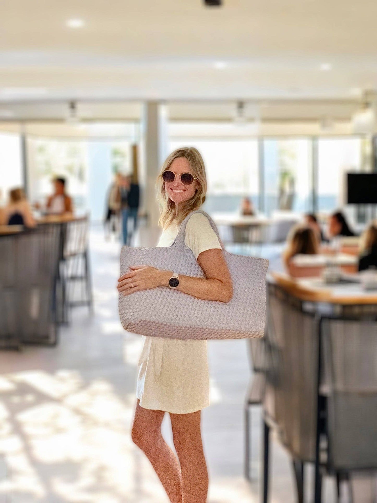 Mahjong Bag - Woven Carryall with Matching Tile Pouch: Fawn