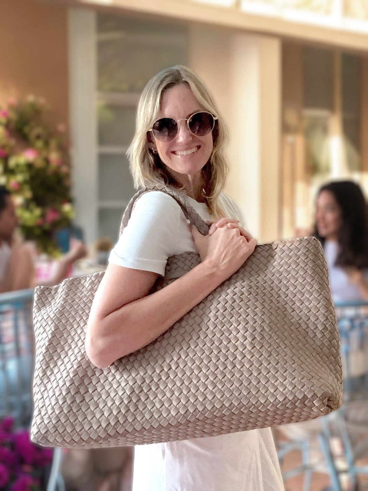 Mahjong Bag - Woven Carryall with Matching Tile Pouch: Fawn