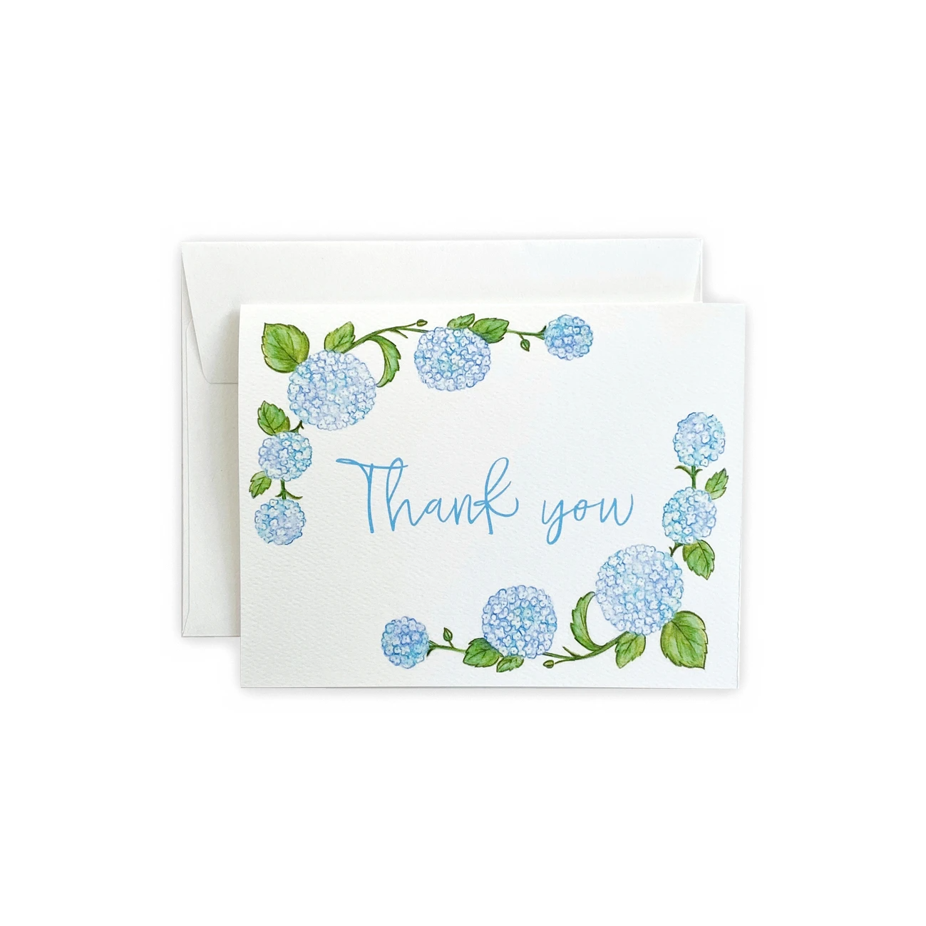 Hydrangea Thank You Greeting Card or Notecard Set: Single Card