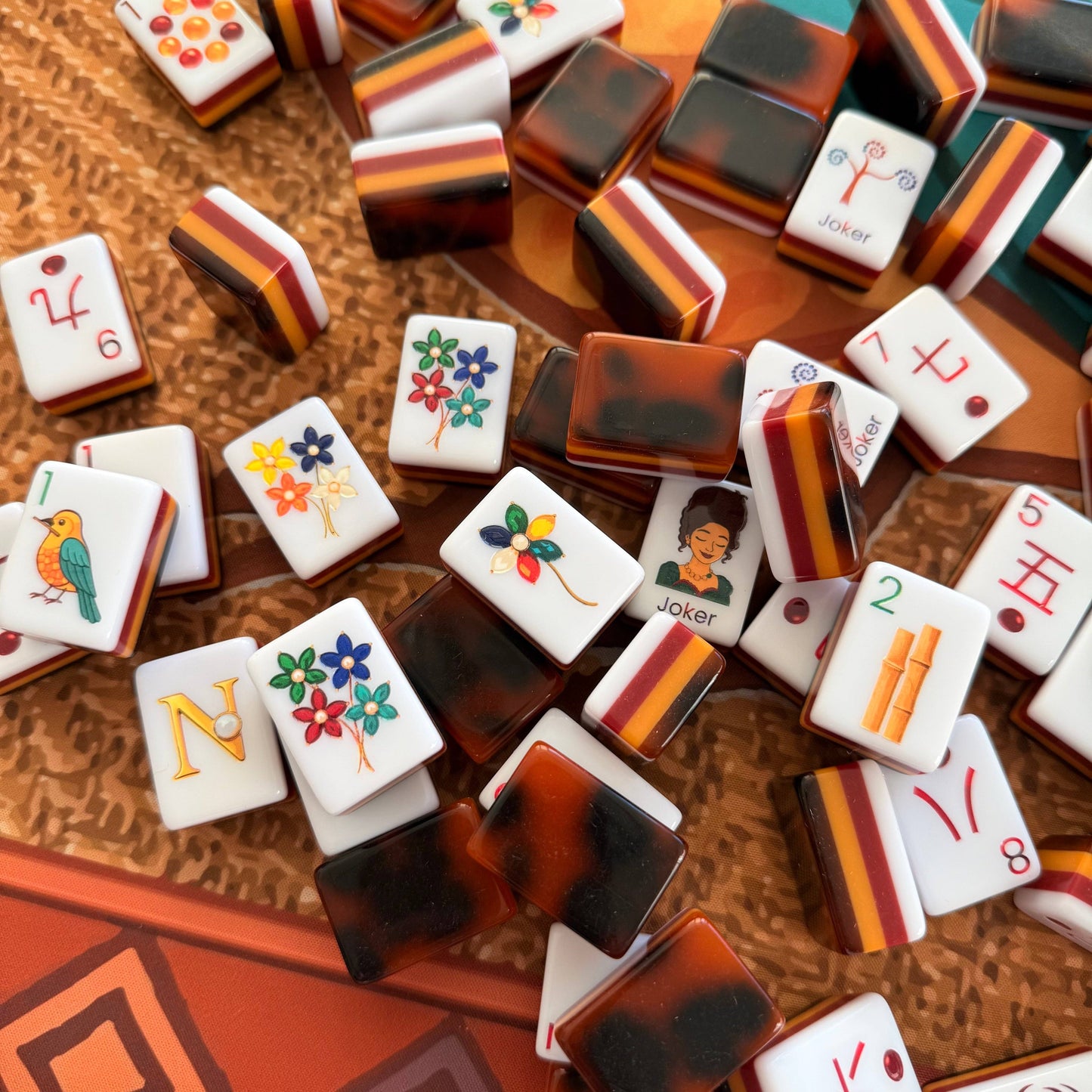 Amber Jade Tortoise Mahjong Tiles