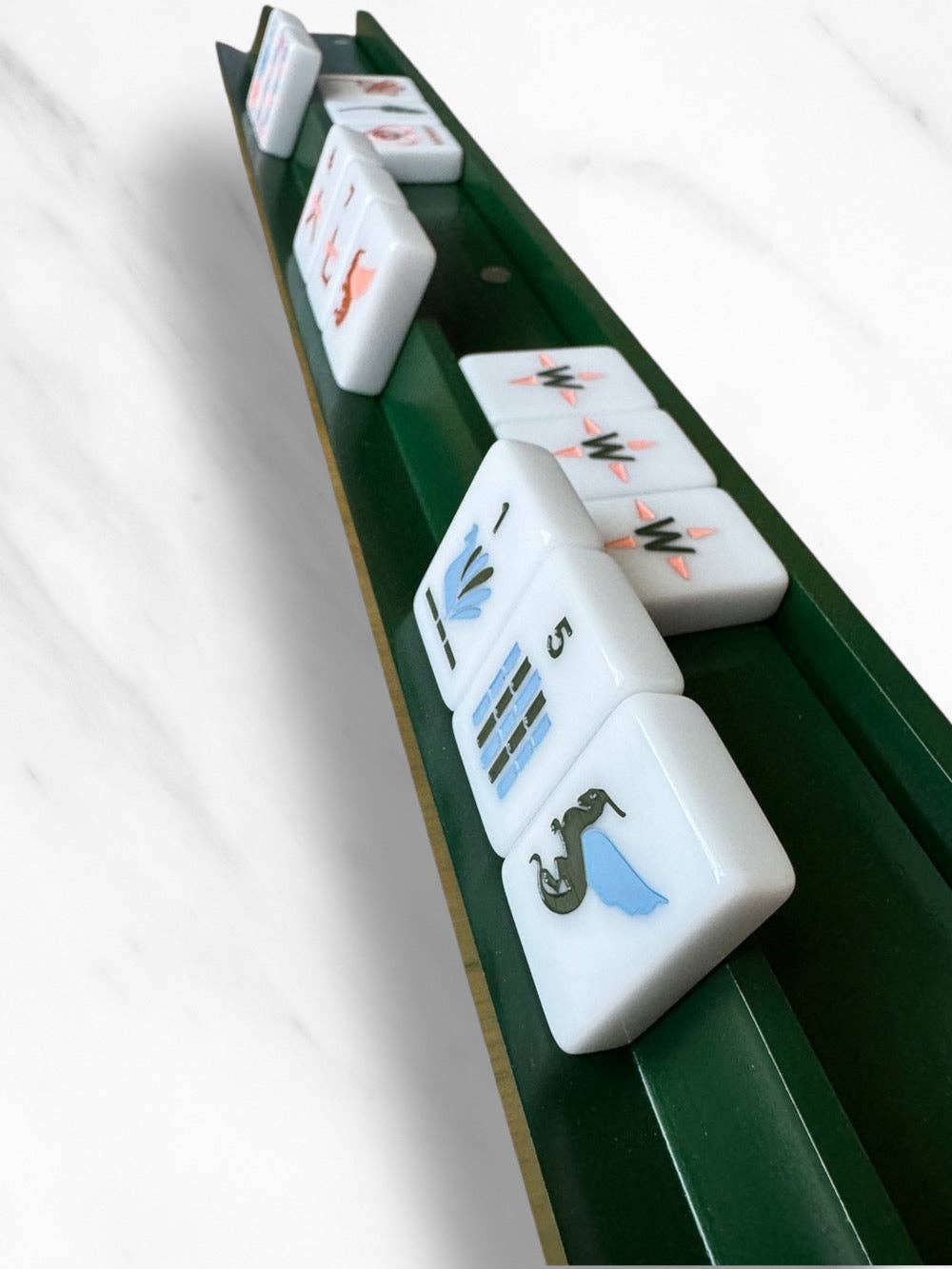 Mahjong Racks & Pushers (Set of 4): Dark Green