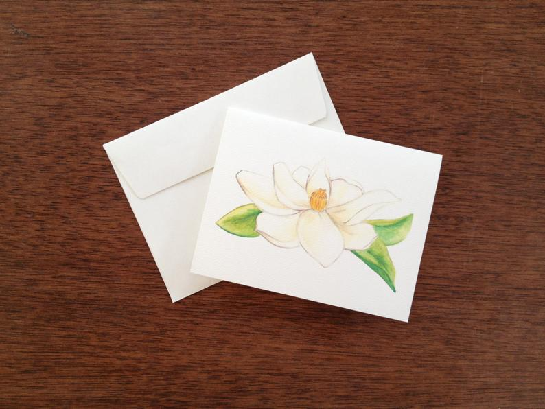 Magnolia Greeting Card or Notecard Set: Single Card