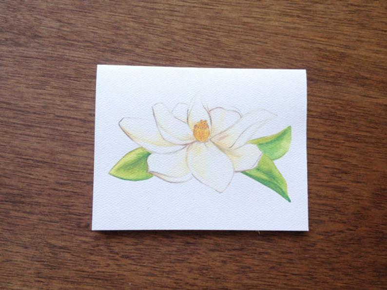 Magnolia Greeting Card or Notecard Set: Single Card