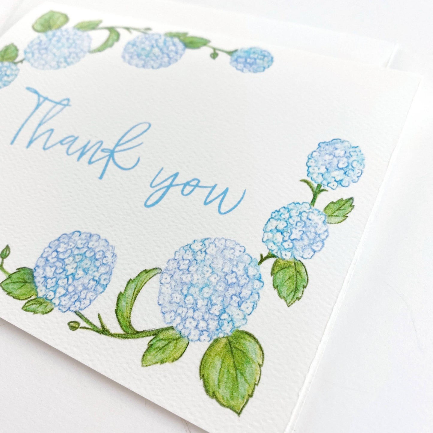 Hydrangea Thank You Greeting Card or Notecard Set: Single Card