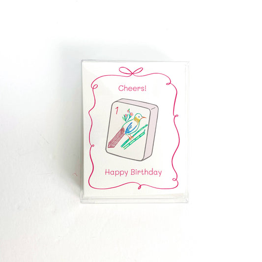 Mahjong One Bam Bird Cheers! Birthday Card: Single Card