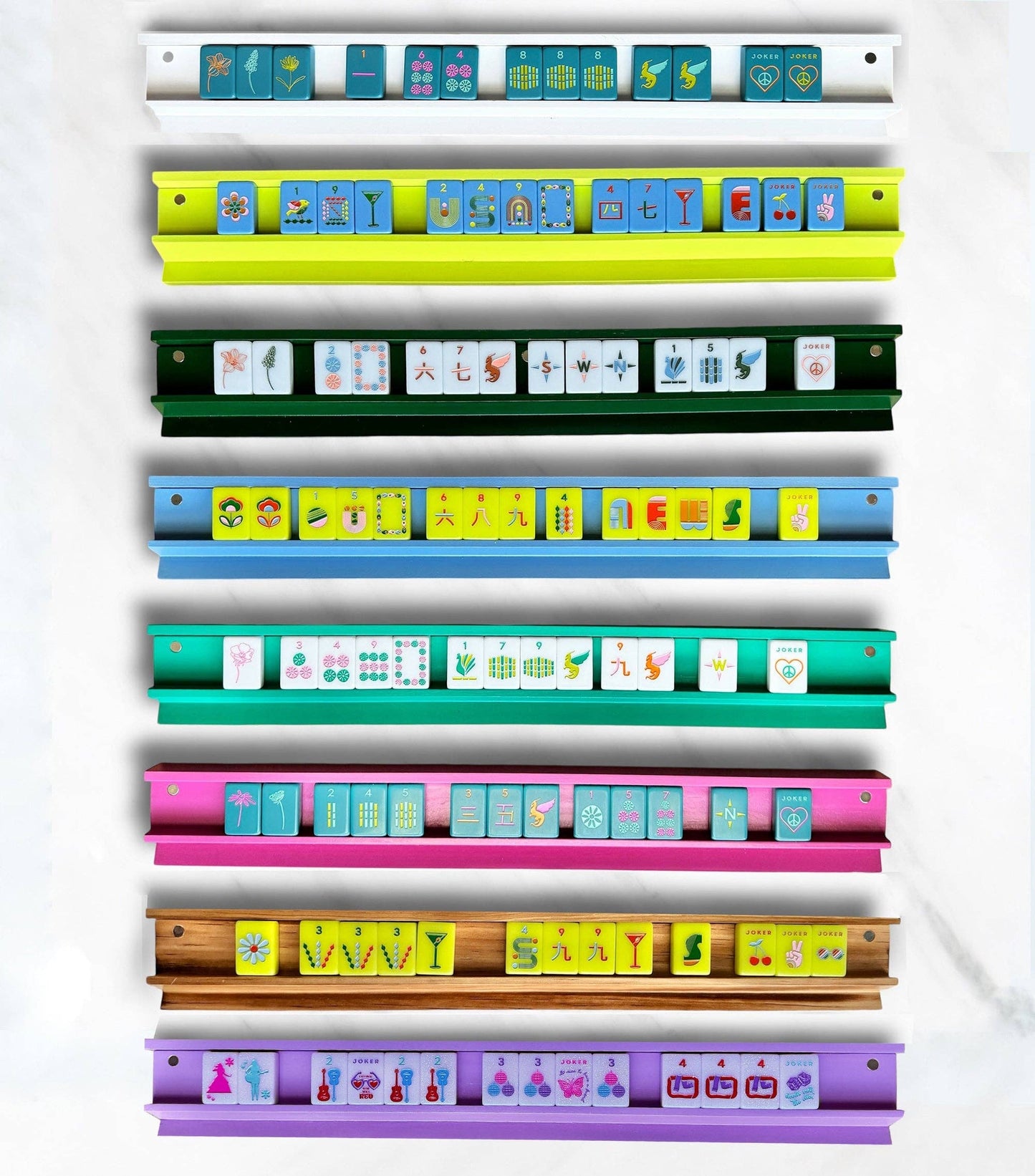 Mahjong Racks & Pushers (Set of 4): Dark Green