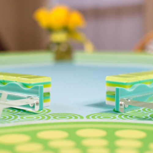 MAHJONG MAT  |  Confetti  |  33" x 33": Lemon-Lime Green