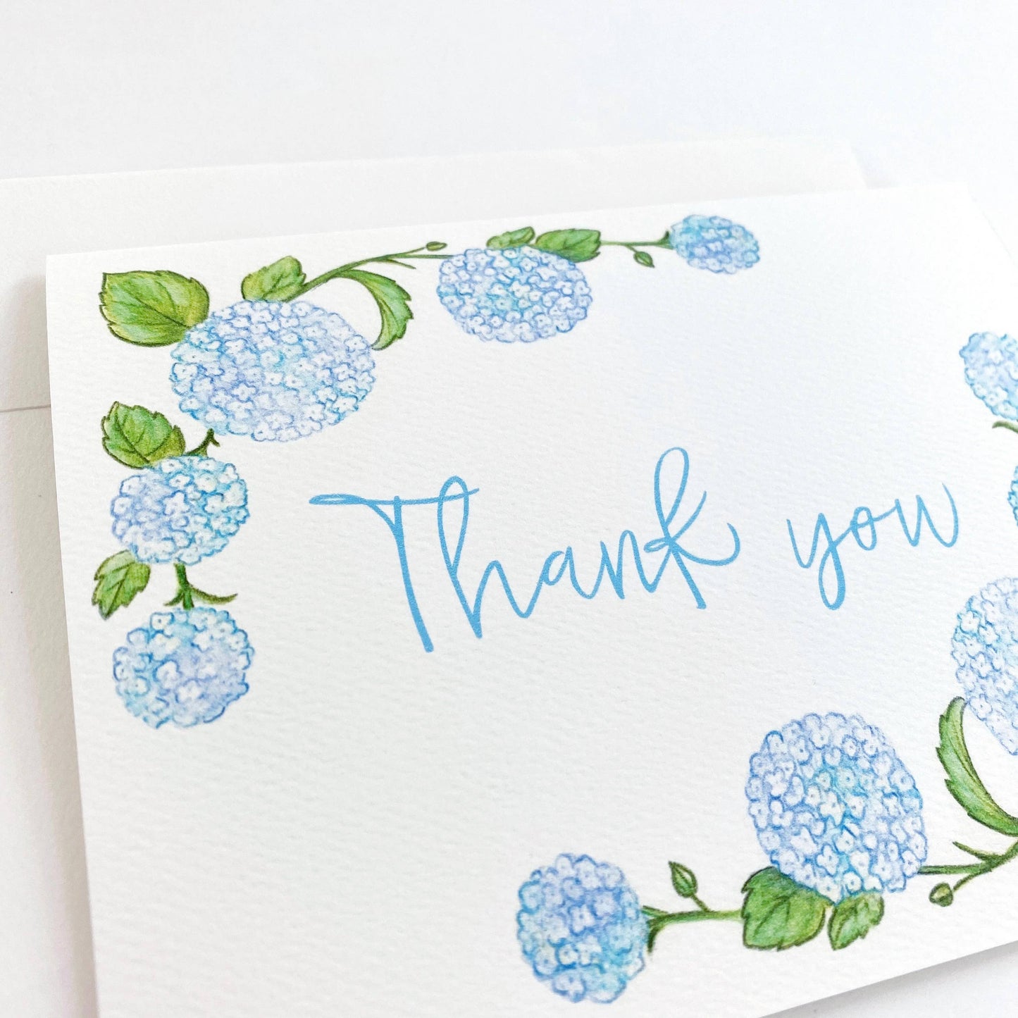 Hydrangea Thank You Greeting Card or Notecard Set: Single Card