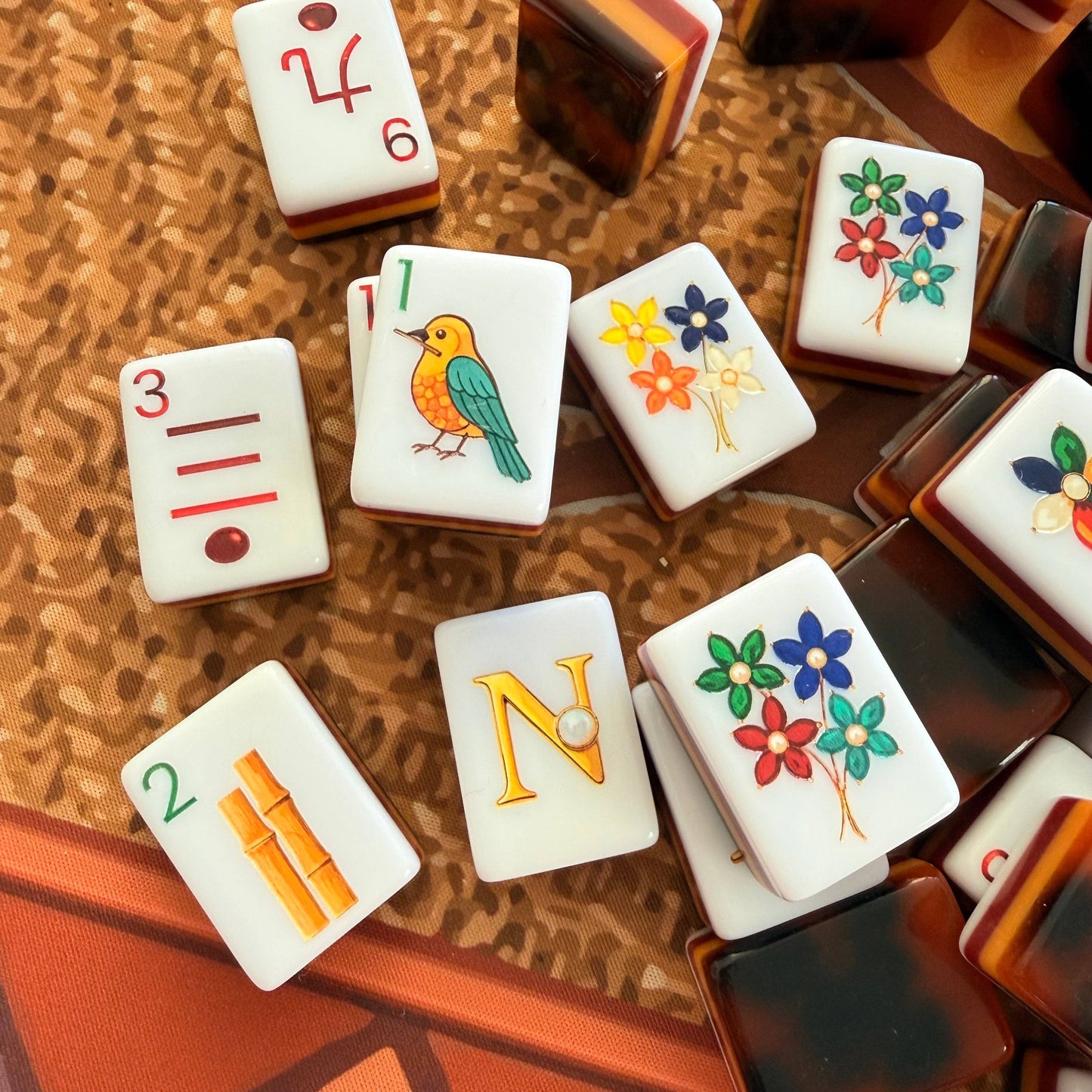 Amber Jade Tortoise Mahjong Tiles